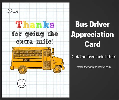Bus Driver Thank You Card Free Printable
